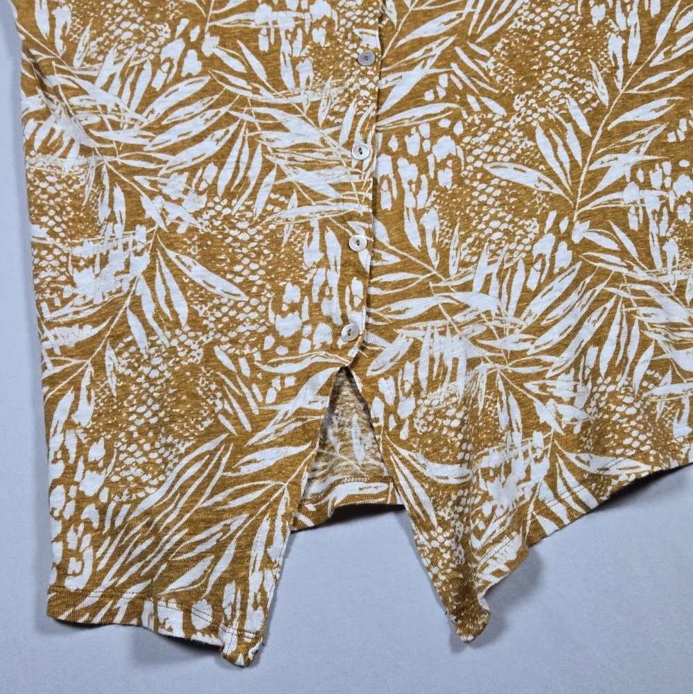 Christian Siriano NY 100% Linen Tropical Leaf Blouse Size Medium - Picture 3 of 10